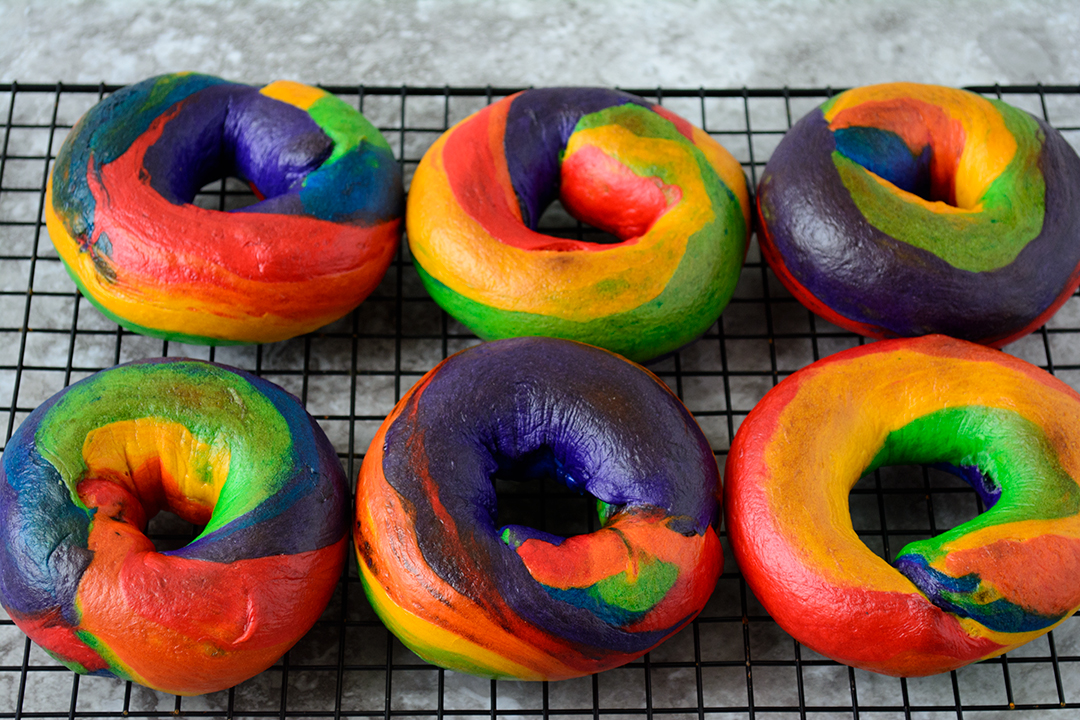 How To Make Rainbow Bagels - Amazing Ackee