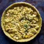 Prebaked-aged-cheddar-thyme-crust-filled-with-cooked-ackee