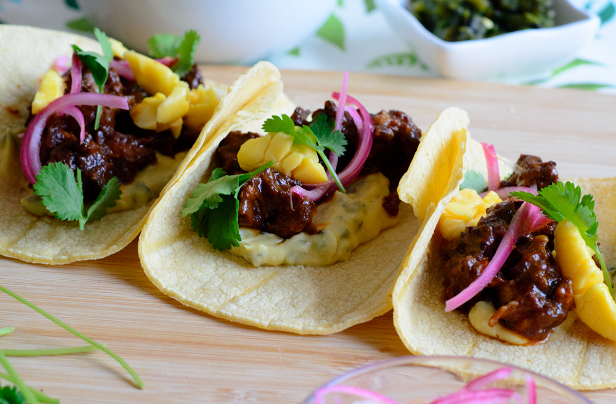 Oxtail Tacos with Ackee Two Ways