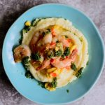 Chimichurri-Garlic-Shrimp-with-Ackee-Saute-over-Creamy-Coconut-and-Ackee-Grits-wide-overhead