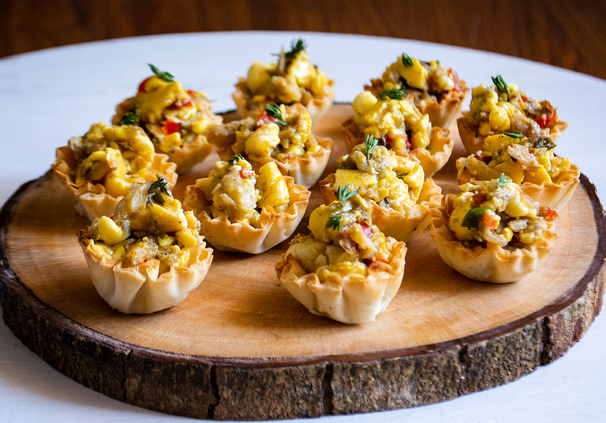 Ackee & Saltfish in Phyllo Cups